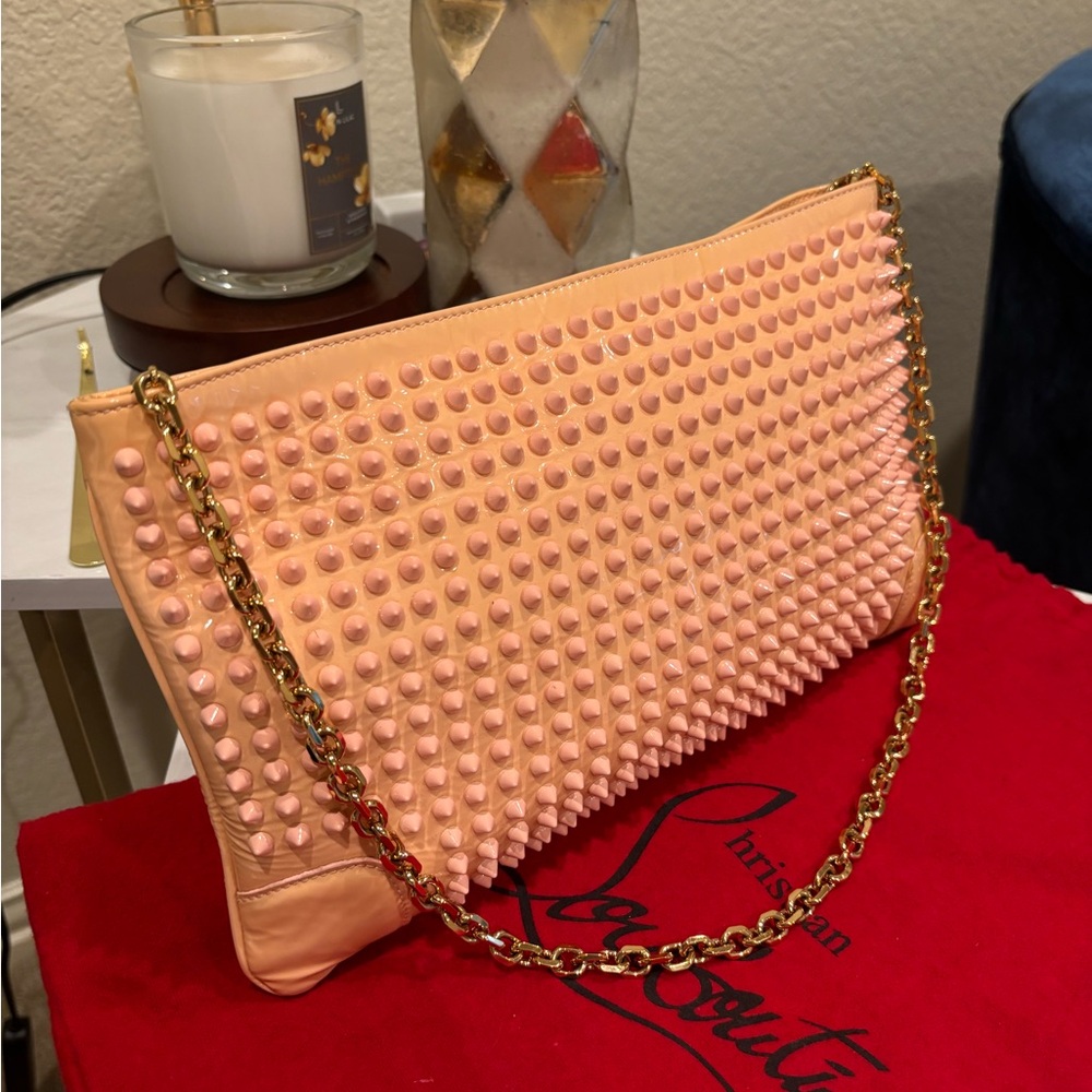 Christian Louboutin Pink Studded Loubiposh Clutch / shoulder bag - Picture 2 of 14
